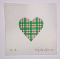 Mini Heart - Pink/Green Plaid
