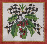 Hollies and Berries Bow - Black & White Check
