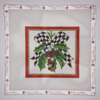 Hollies and Berries Bow - Black & White Check
