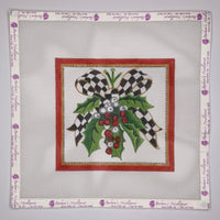 Hollies and Berries Bow - Black & White Check