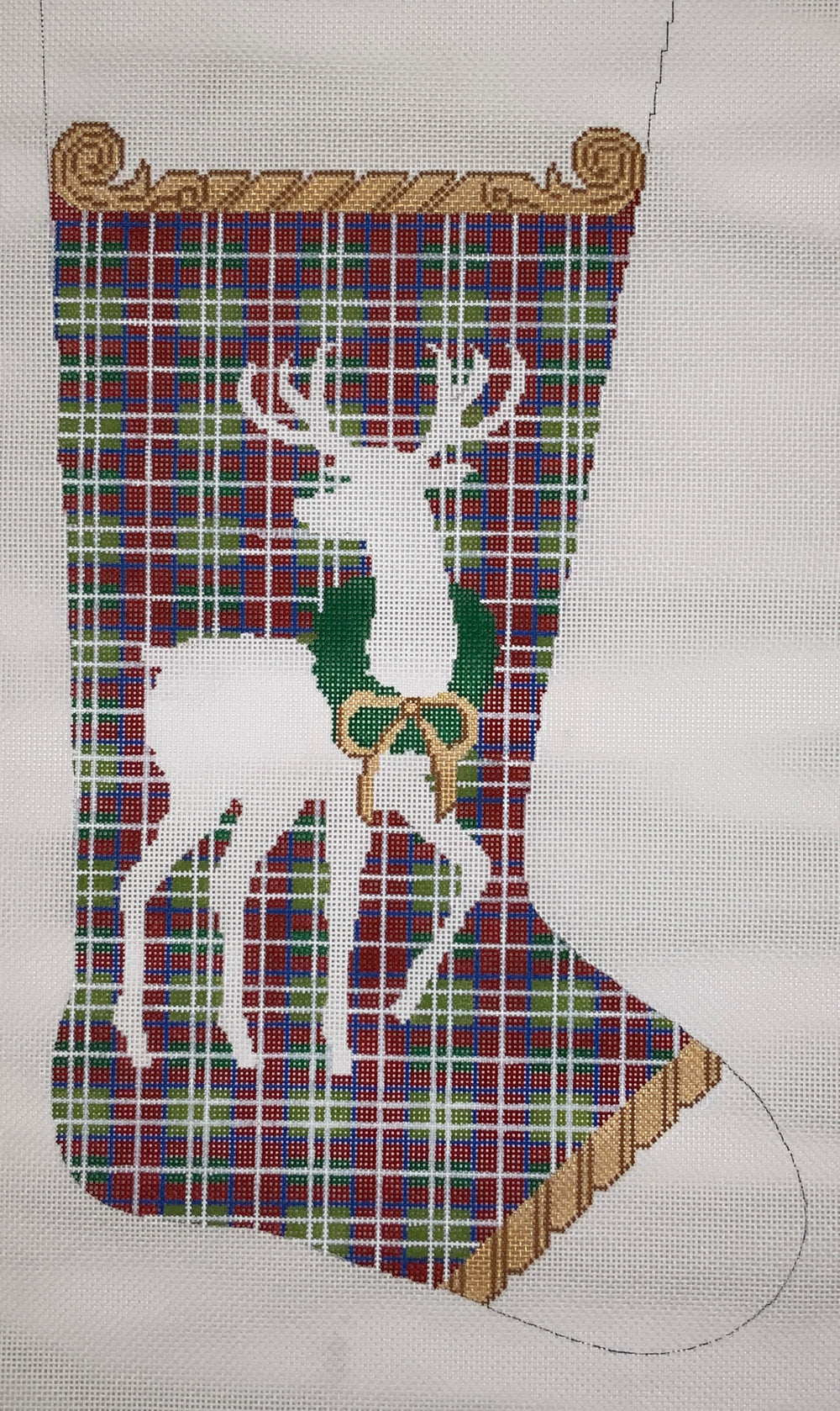 Reindeer on Plaid Stocking