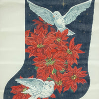 Poinsettias / White Doves Christmas Stocking