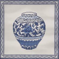 Blue Urn with Border
