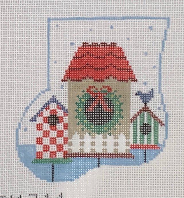 Stuffed Mini Sock: Birdhouses with Bluebird
