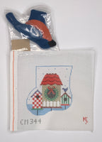 Stuffed Mini Sock: Birdhouses with Bluebird
