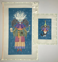 Levitating Witch w/Bat Wings and Cat
