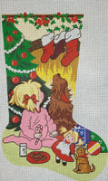 Girl Watching Fireplace Stocking
