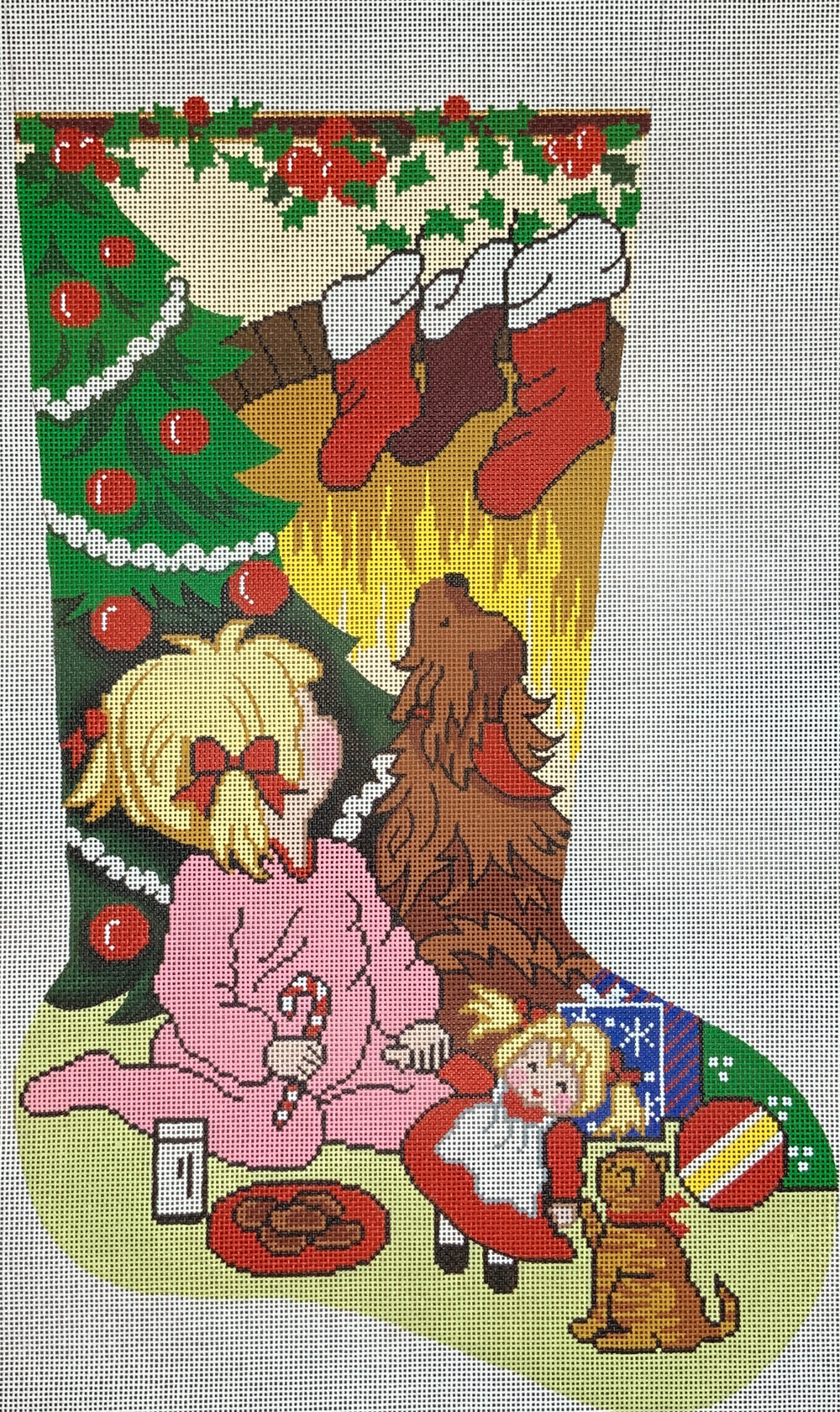 Girl Watching Fireplace Stocking