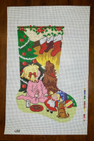 Girl Watching Fireplace Stocking
