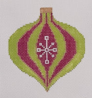 Mini Bauble - Pink/Green Onion Teardrop with stitch guide
