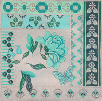 Teal and Silver Floral Collage
