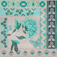 Teal and Silver Floral Collage