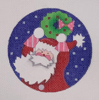 Santa with Wreath Round
