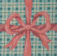 Green Checks Box with Pink Bow
