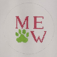 Meow w/ Paw Print - Pink & Green
