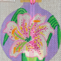 Pink Lily Purple Background Ornament