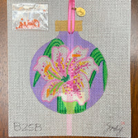 Pink Lily Purple Background Ornament