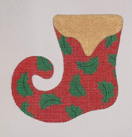 Holly Leaves Mini Sock with stitch guide
