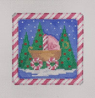 Pink Pram Candy Cane Striped Border
