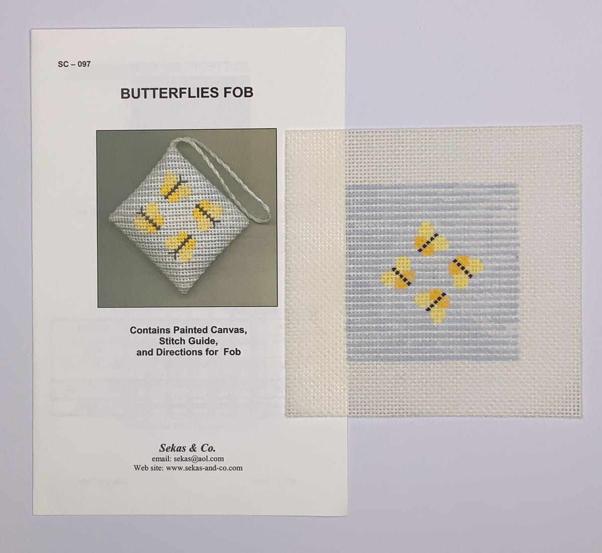 Butterflies Fob with stitch guide | Needlepoint Destashing