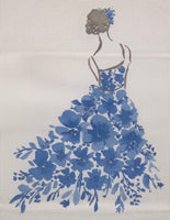 Lady with Blue Flowers - Large Size (print)

