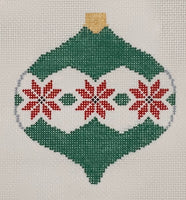 Poinsettia Green Patterned Bauble
