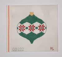 Poinsettia Green Patterned Bauble
