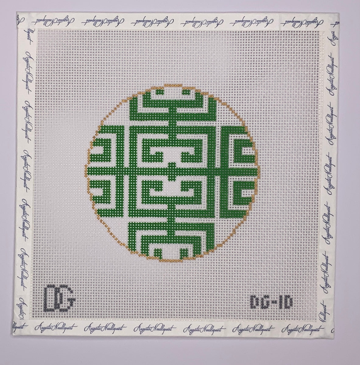 Fret in Green Round | Needlepoint Destashing