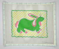 Rabbit - Pink & Green on Yellow Stripes
