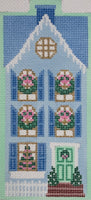 Christmas Village Blue Row House with stitch guide
