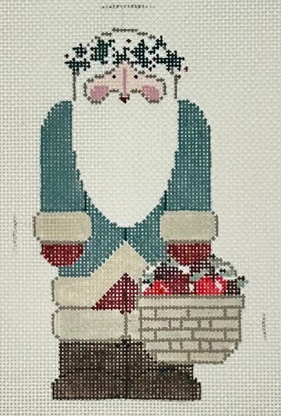Green Santa with Apple Basket