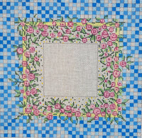 Miniature Roses / Blue Check Frame
