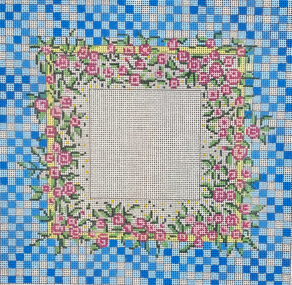 Miniature Roses / Blue Check Frame