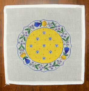 French Plate - Yellow, Blue, White