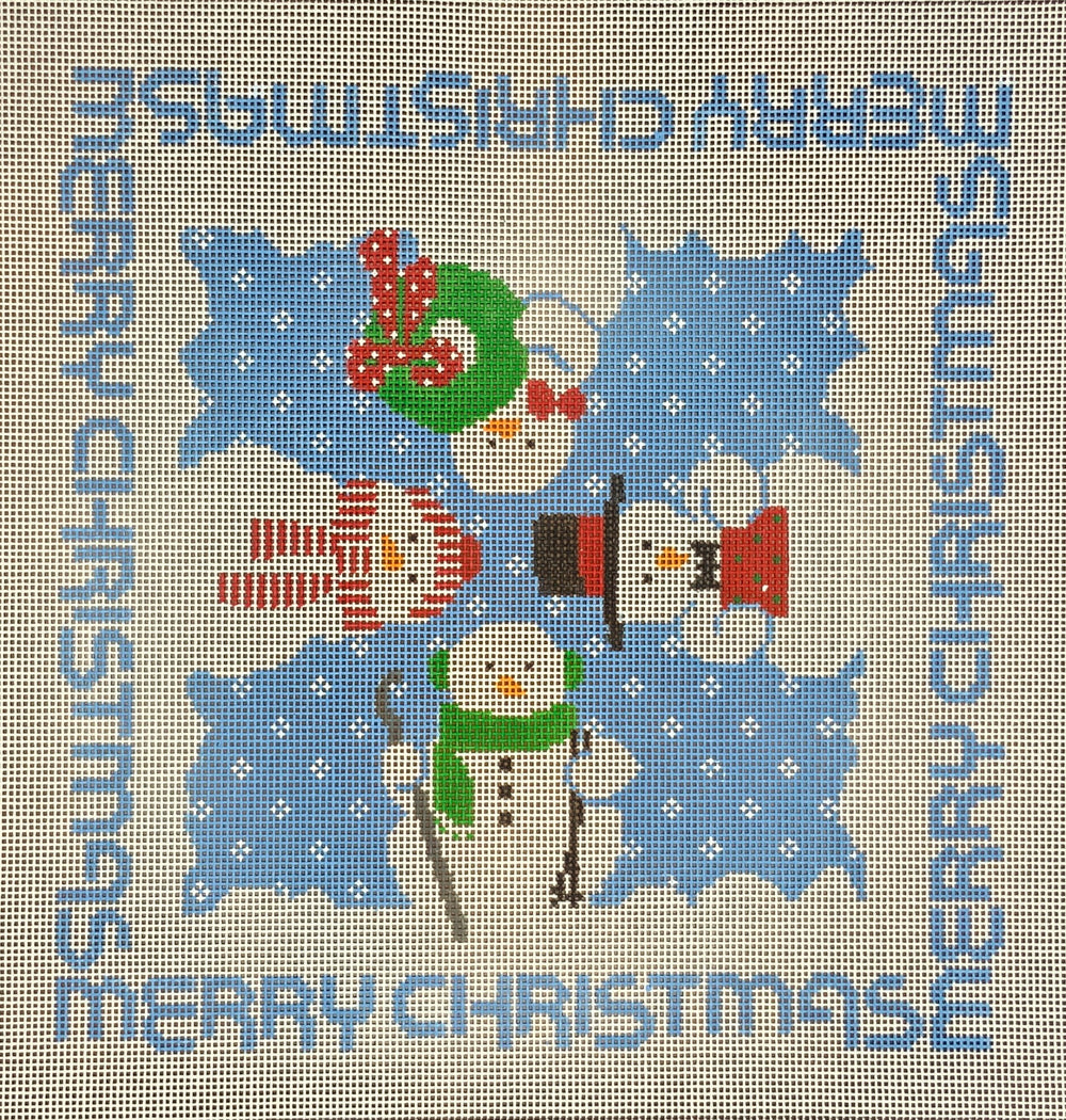 Merry Christmas Snowmen Pillow