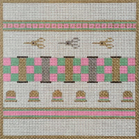 Stitchers Square - Pink/Green/Gold

