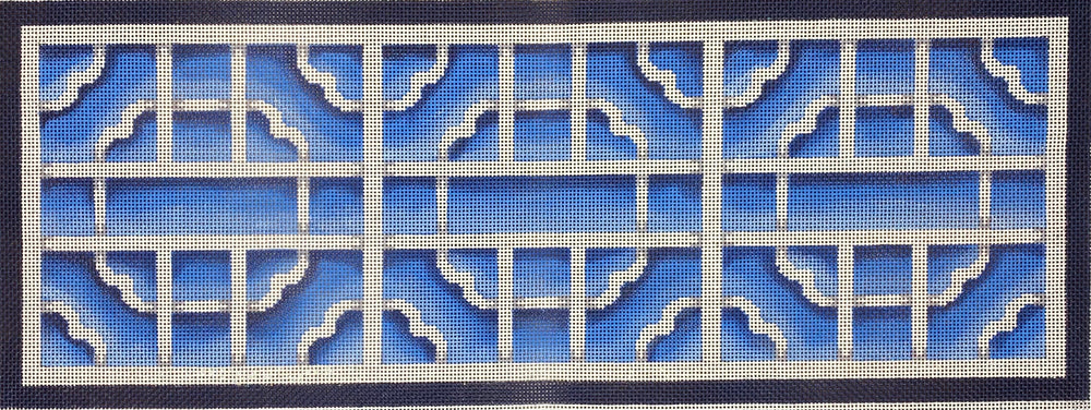 Lattice Frieze - Blue & White