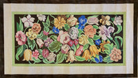 Floral Rug with Black and White Border

