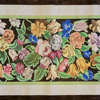 Floral Rug with Black and White Border