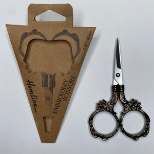 Hemline 3.75" Gunmetal Floral Embroidery Scissors