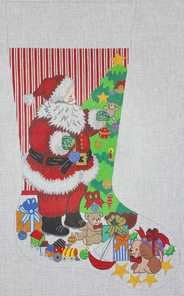 Needlepoint Teddy Bear Christmas Stocking