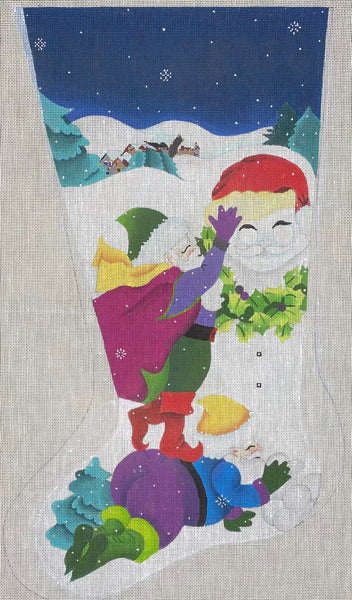 Standing Crystal Santa Hand-Painted Needlepoint Canvas 18 Mesh by JGT -  Granith