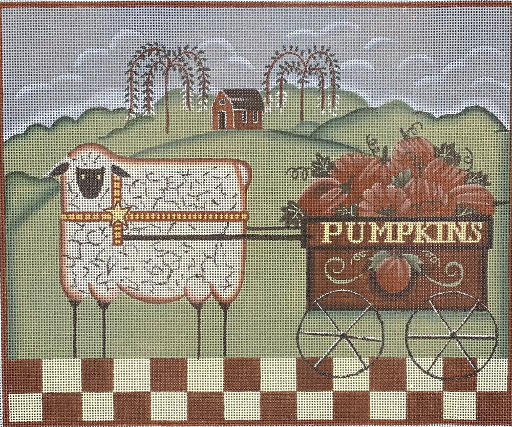 Sheep with Pumpkin Cart