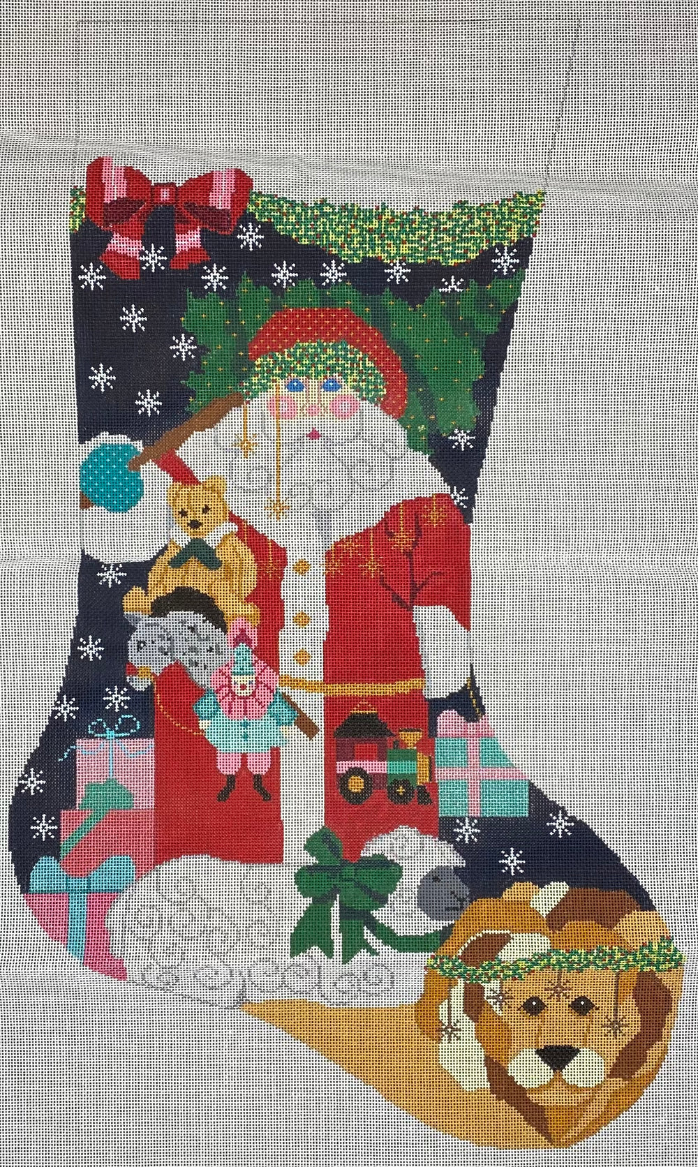 Santa with Lion and Lamb Stocking