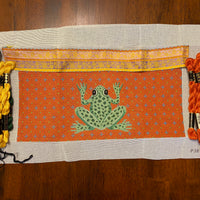 Orange Frog Purse with Perle Cottons