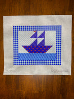 Blue and White Boat
