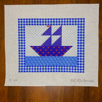 Blue and White Boat