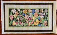 Floral Rug with Black and White Border
