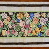 Floral Rug with Black and White Border