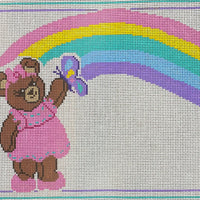 Pink Bear Rainbow Birth Announcement